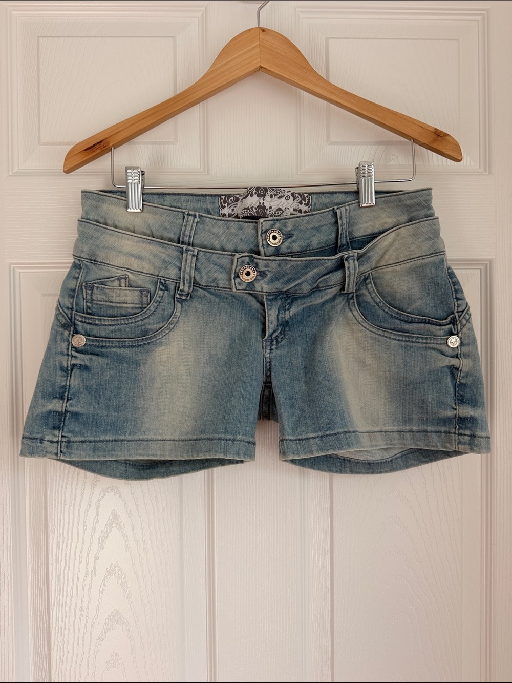 Planet Girls Denim Mini Shorts Size 42 Light Wash Y2K Style